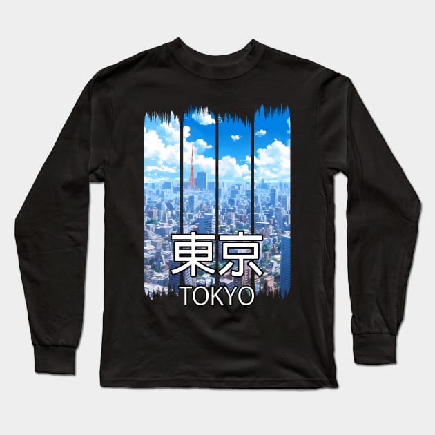 Tokyo City Sykline Landscape – Anime Shirt Long Sleeve T-Shirt by KAIGAME Art